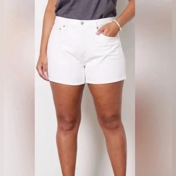 Agolde Parker Long Short White Denim High Rise Size 34 - Picture 11 of 11